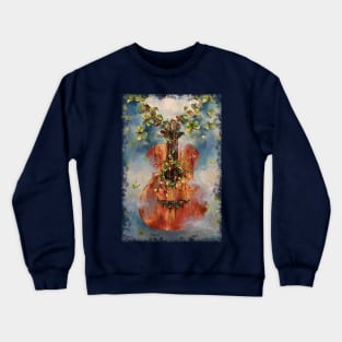 Guitar original painting oil on canvas Crewneck Sweatshirt